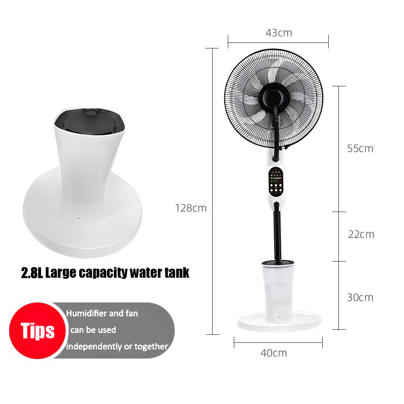 16inch Smart Remote Control Cooler Floor Fan Water Spray Humidification Spray Fan Household Dc Electric Fan