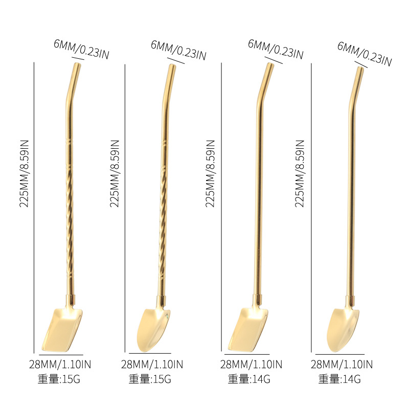Internet celebridad 304 de acero inoxidable cuchara de paja creativa jugo de café cuchara integrada pala de paja de sandía pala