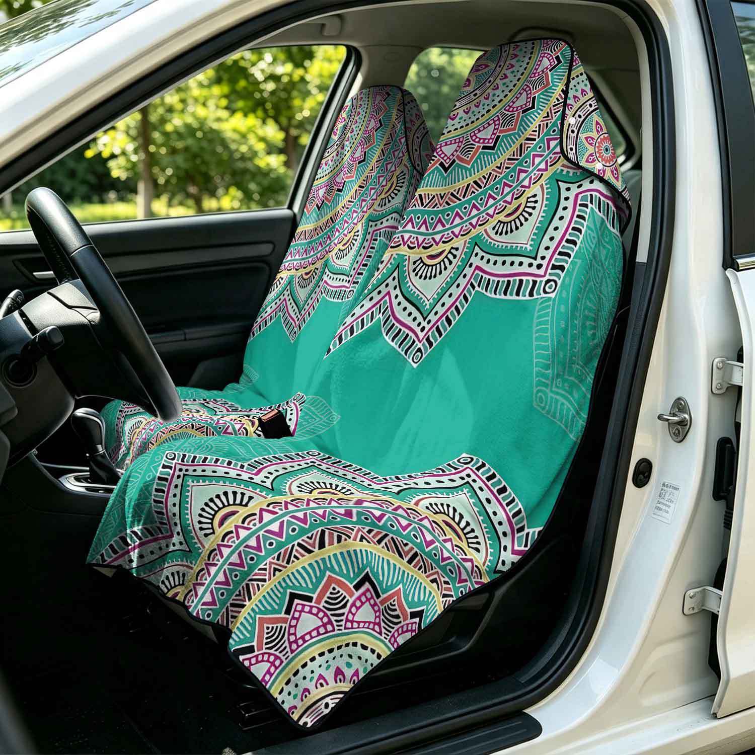 2-piece dual-use car seat cover, ultra-fine fiber, can be used as a beach towel, printed car protective seat cover 6