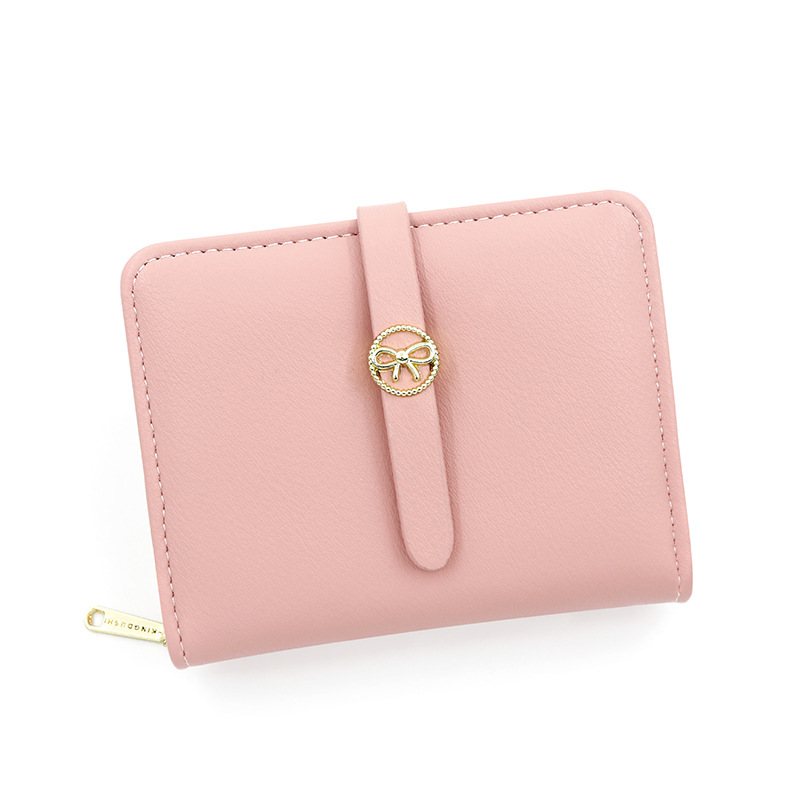 Hebilla de moda de estilo coreano de las mujeres billetera corta de gran capacidad Multi-tarjeta monedero certificado Bolsa De fábrica al por mayor