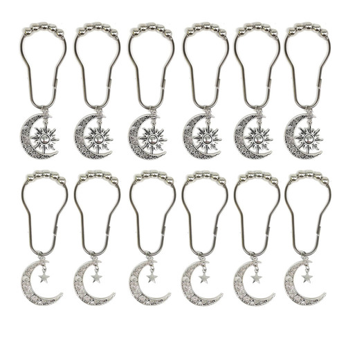 1 Piece European and American Cross-Border Retro Moon and Sun Shower Curtain Hooks with Moon and Star Decorative Ornaments for Wholesale