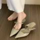 French Style Black High Heels Baotou Half Slippers Women's Shoes Outer Wear 2025 New Style Elegant Socialite Half Shoes