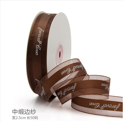 Cinta inglesa para siempre amor impreso romántico forjado hilo cinta flores ramo regalo pastel embalaje cinta