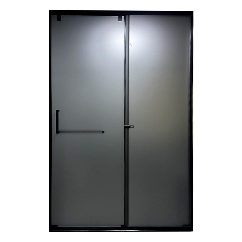 Mampara de Ducha de Vidrio Templado 1 Panel Fijo y 1 Móvil, Marco Estrecho, para Baño