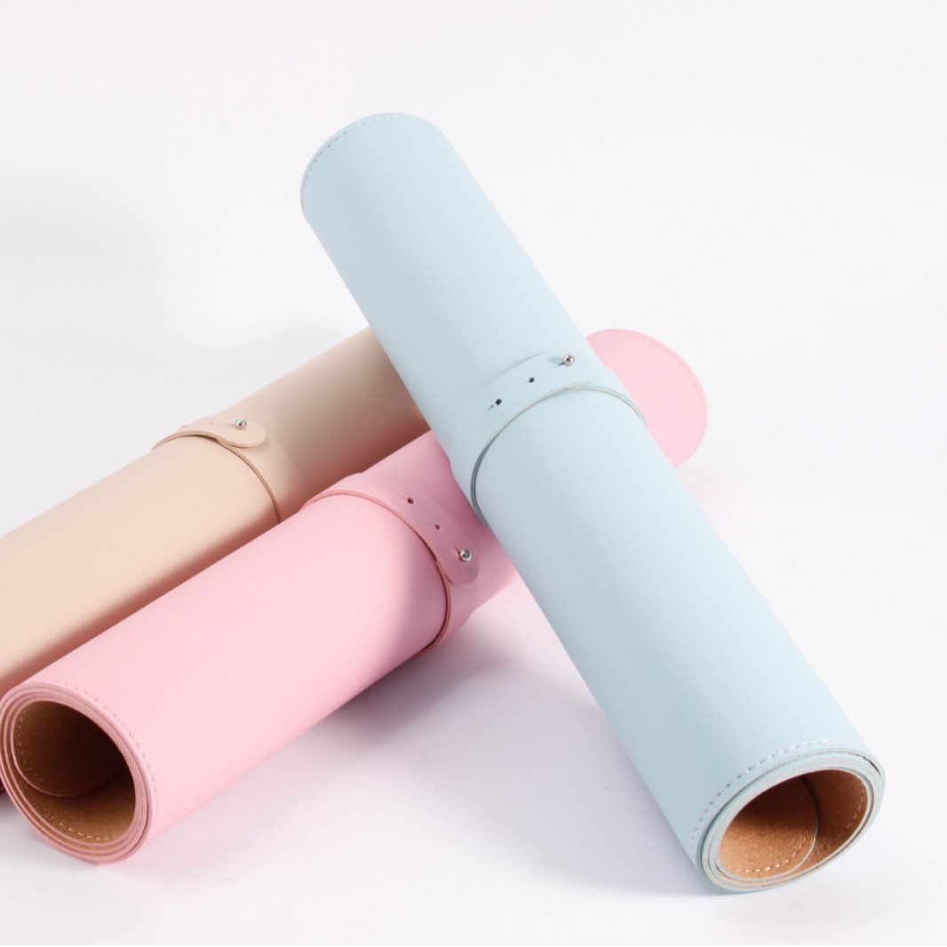 Alfombrilla de ratón de cuero de corcho, teclado de computadora portátil, escritorio de escritorio de oficina de color sólido de gran tamaño, patrón de impresión LOGO