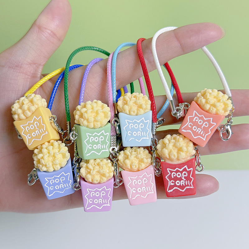 ドールハウス ミニポップコーン キーホルダー バッグ 携帯電話装飾ペンダント かわいい装身具ペンダント|undefined