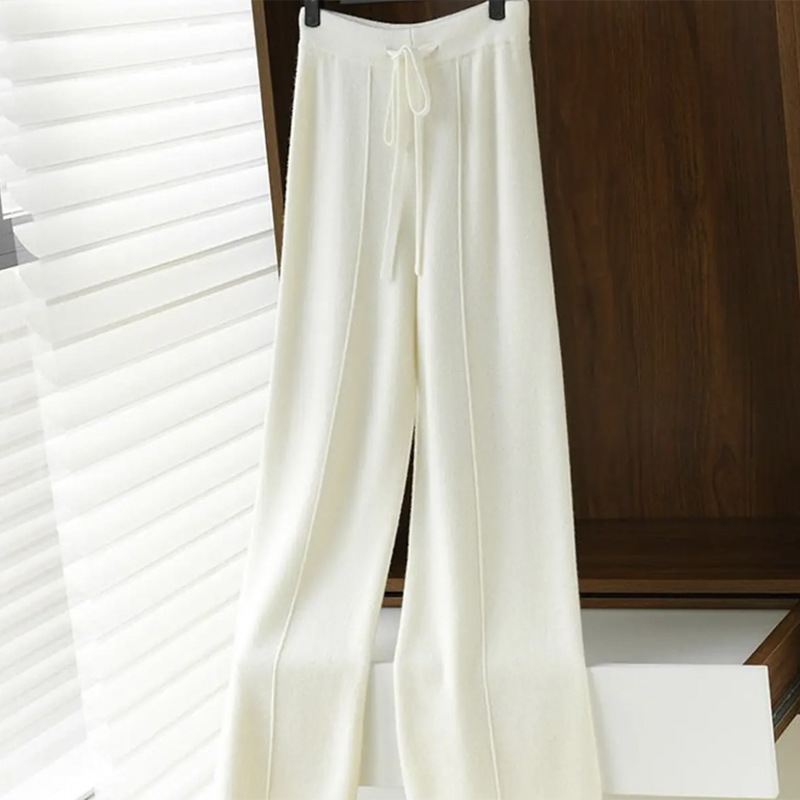 High Waist Wide Leg Pants Women's Casual Dosing Non-Wool Straight Pants Winter New Arrival Intly Woven All-match Knitted Pants