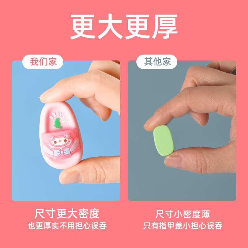 Dibujos animados Sanrio Kulomi Melody Zapatillas Borrador Mini portátil con borrador limpio Papelería