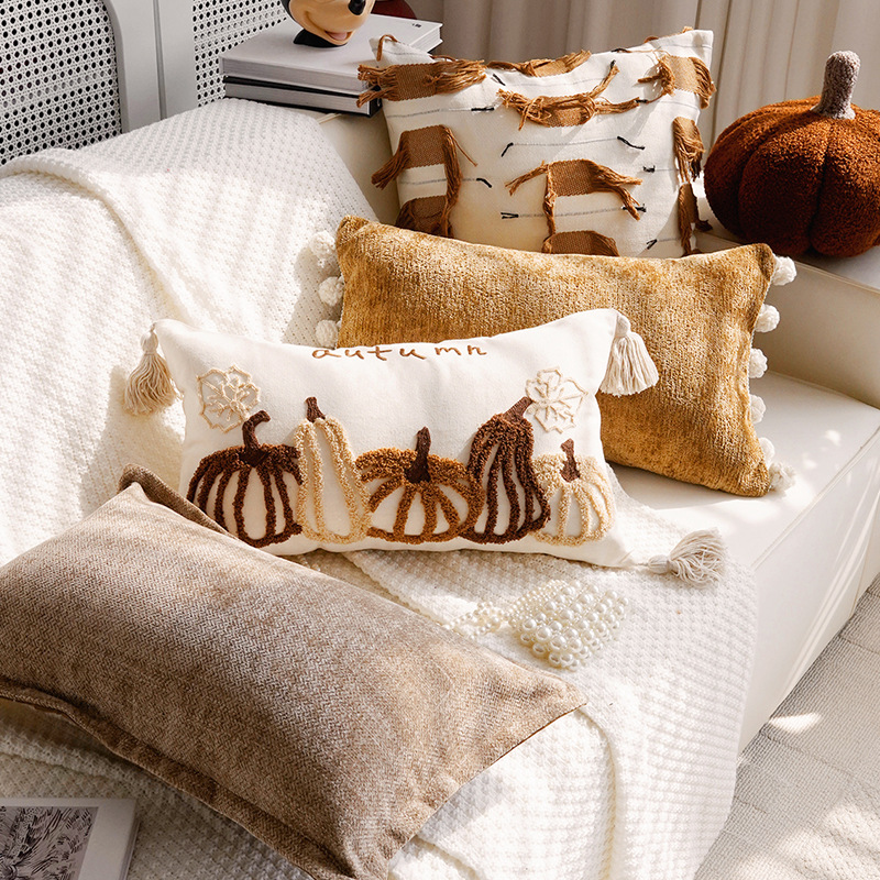 Luz de lujo simple almohada de viento lindo calabaza sofá funda almohada sofá asiento de cama almohada cojín image 3