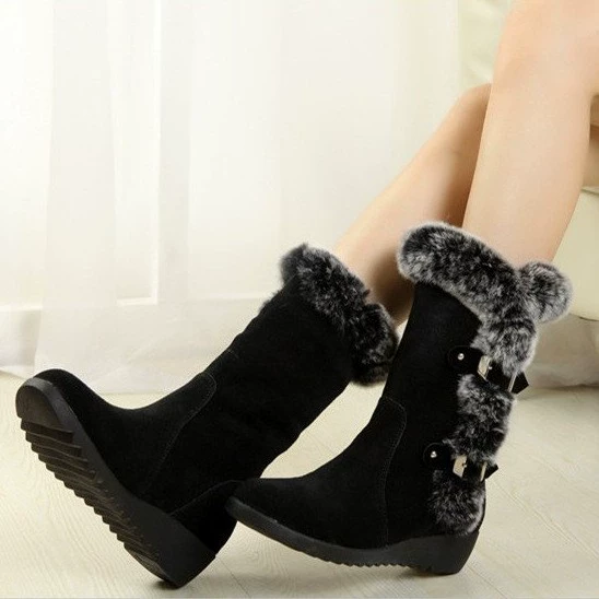 Mid‑length winter platform boots, plus size, sizes 35–42, brown or black