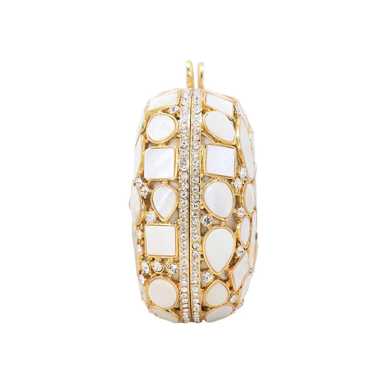Túi clutch nữ vỏ sò kim loại rỗng đính đá dạ tiệc — Màu vàng chi tiết 5