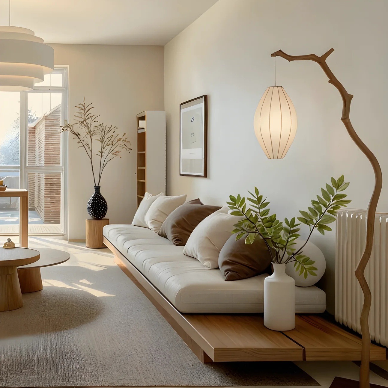 Song-Style Aesthetic Solid Wood Sofa Modern Minimalist Living Room Small and Large Apartment Three-Seater Minimalist Straight Sofa