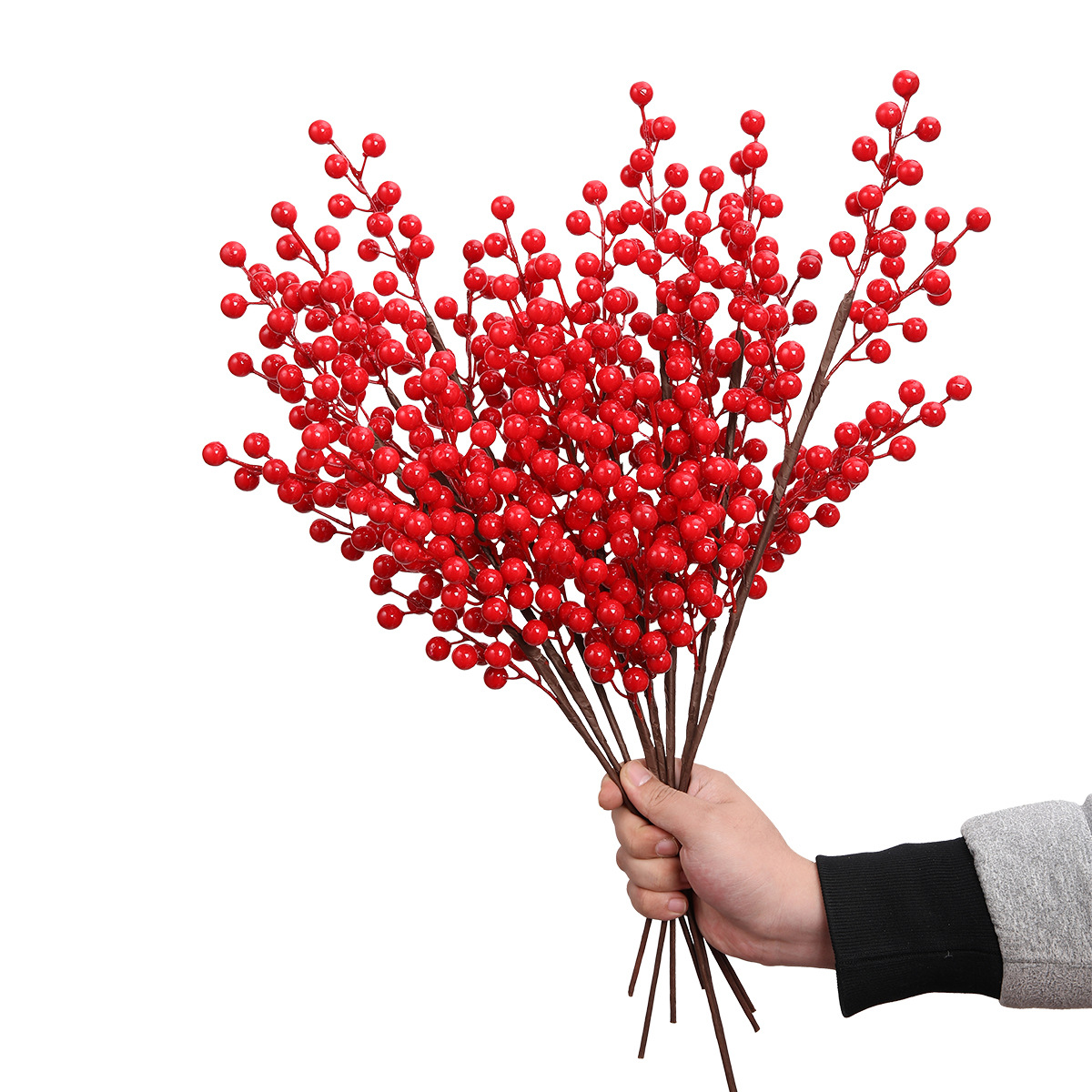 Simulación hibisco barril de flores falsas flores decoraciones de Año Nuevo decoraciones de reubicación riqueza fruta fruta roja material floral al por mayor