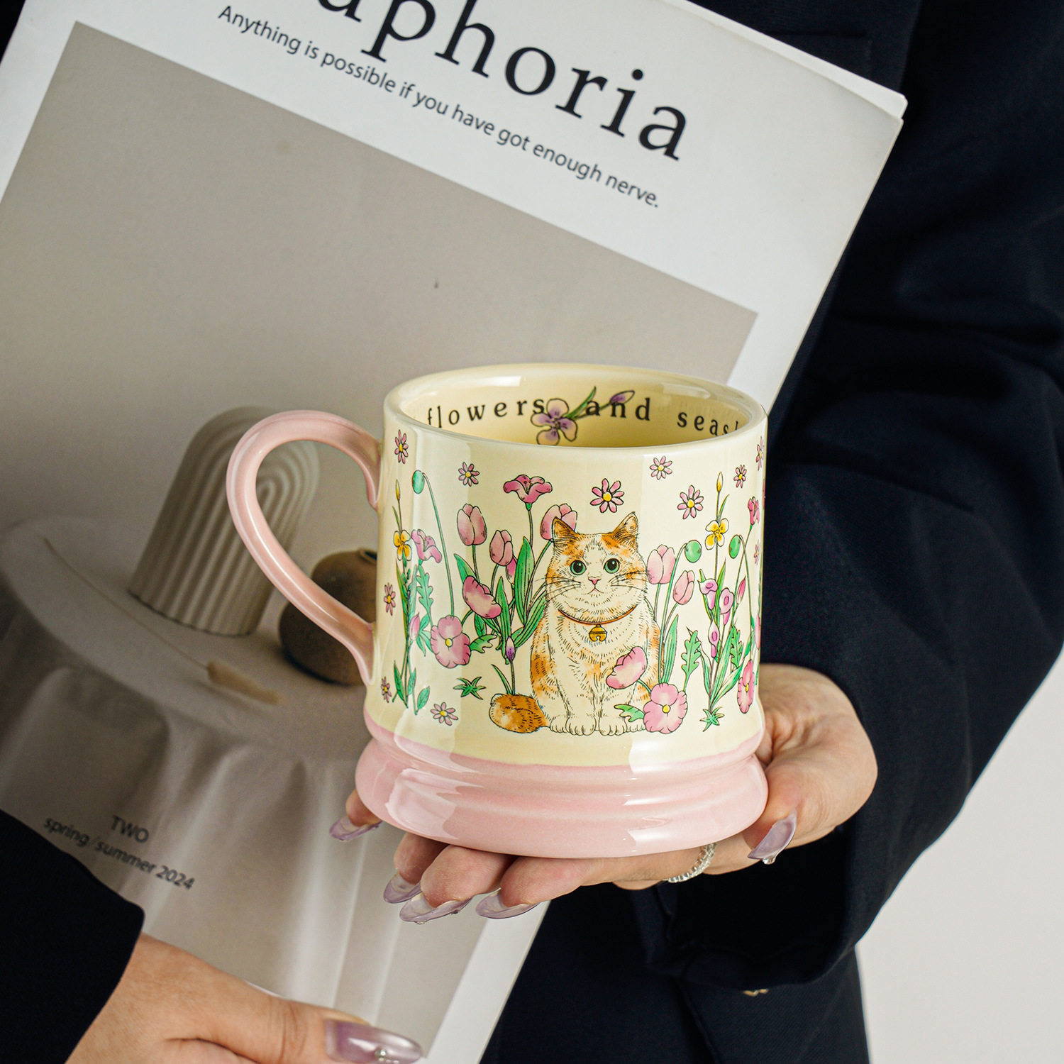Tazas de cerámica nicho de diseño original taza de marca de alto valor facial taza de agua doméstica taza de café de oficina de chicas