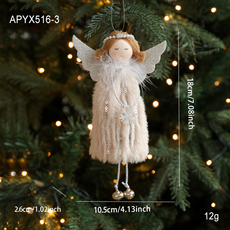 Nuevo peluche Angel Girl amor campana decoración del árbol de Navidad colgante alas muñeca muñeca accesorios de decoración