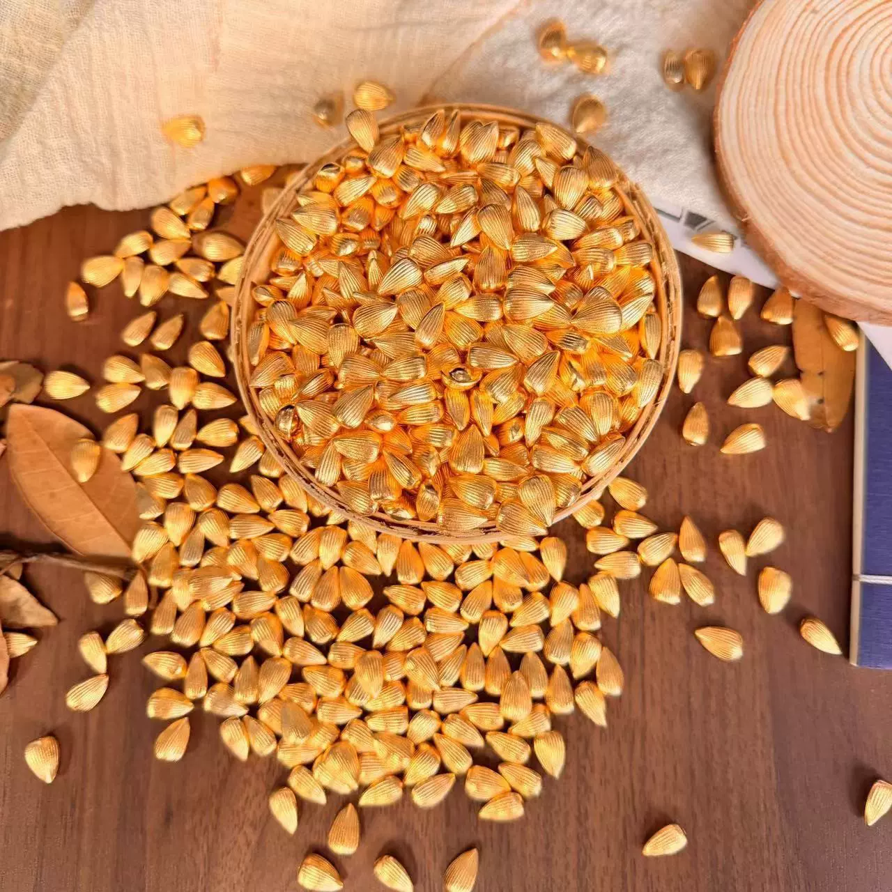 铜合金仿真迷你金元宝沙金实心小元宝金瓜子如意算盘实心金条大米