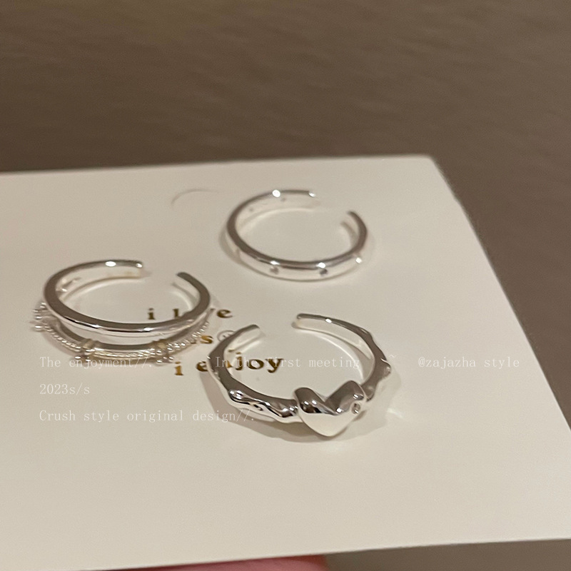 Heart-Shaped Zircon Open For Women, Niche Design, Minimalist Style, Fashionable And Unique, Adjustable Index Finger Ring_voghion.com