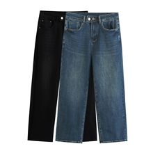 牛大侠秋装新款200斤胖妹妹遮肉显瘦法棍九分裤大码直筒裤女8225