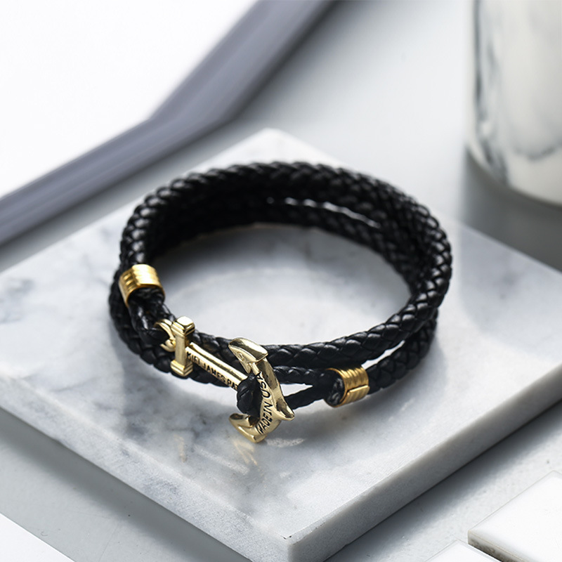 Kjp Anchor Bracelet Men's European and American Handmade Personalized Men's Star Ocean Hand Rope Couple's Ins Niche Design Gift Kjp Anchor Bracelet Men's European and American Handmade Personalized Men's Star Ocean Hand Rope Couple's Ins Niche Design Gift