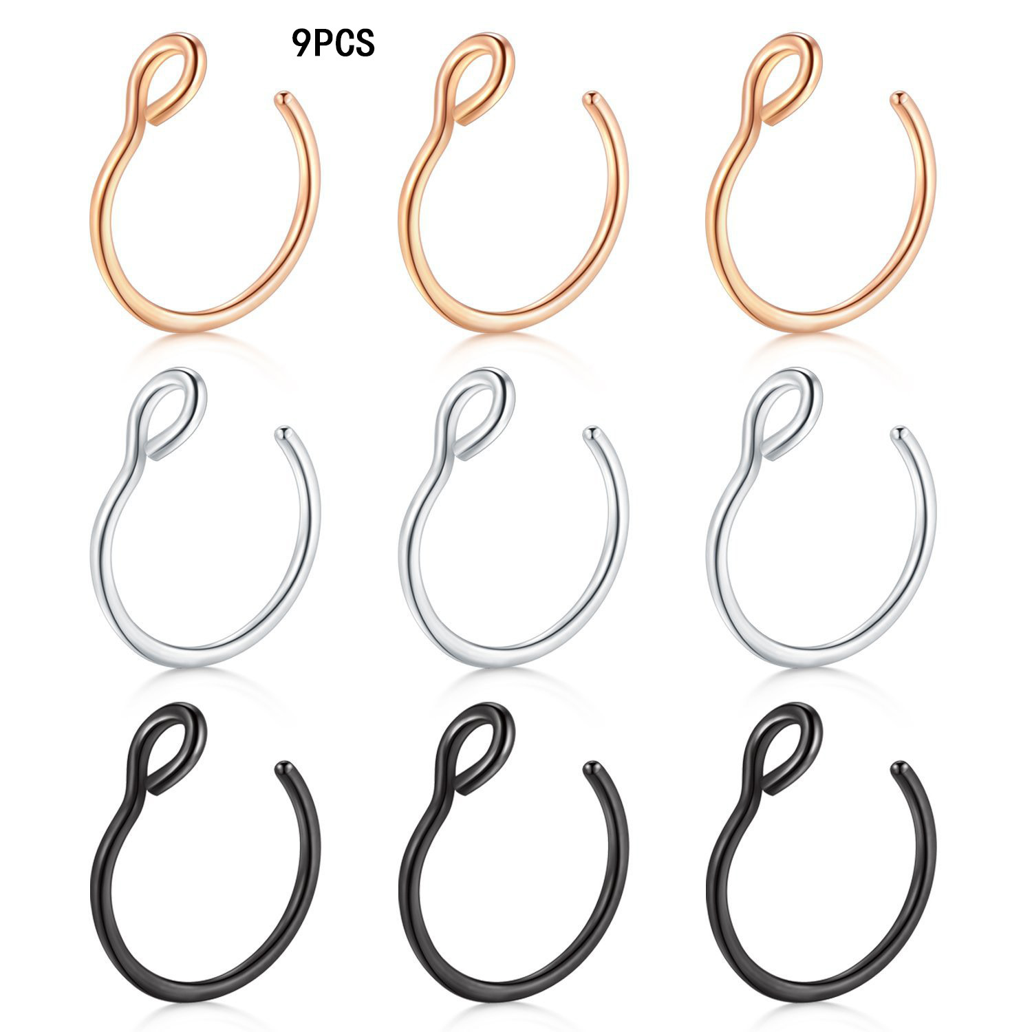 AliExpress anillo de nariz falso de acero inoxidable aro gancho de pescado nariz uñas diafragma piercing hombres y mujeres Universal piercing labio anillo