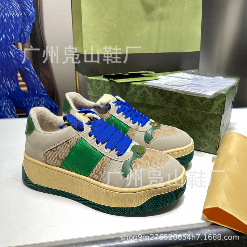 G家小脏鞋女2023新款复古做旧脏脏鞋厚底面包鞋增高百搭休闲板鞋