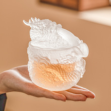 浮雕龙纹茶壶单壶古法琉璃家用泡茶壶高颜值功夫茶具高档握把小壶