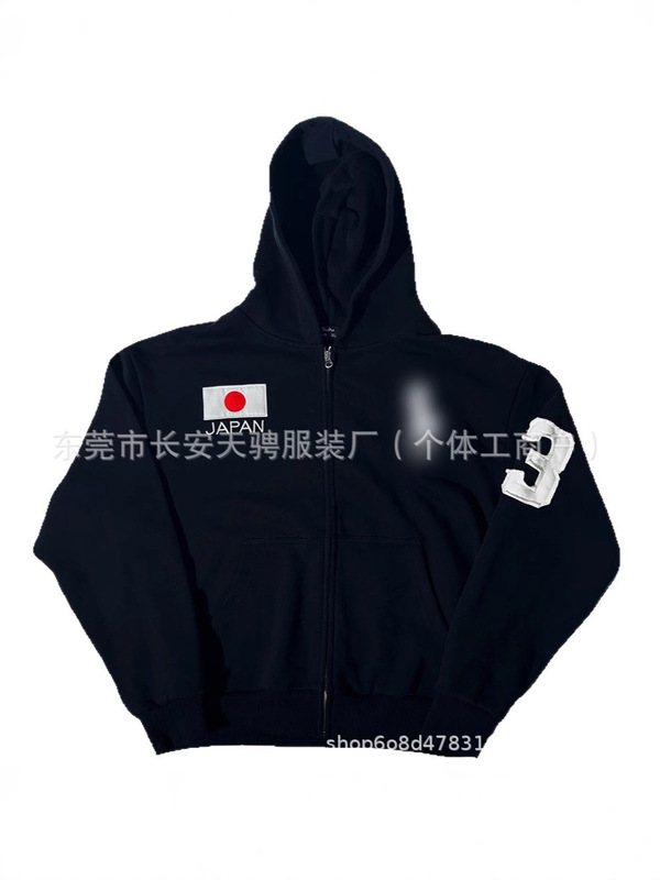 时尚潮流夏季新款水洗刺绣连帽卫衣宽松休闲日系嘻哈高街衬衫中性|undefined