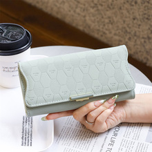 恋步皮具新款钱包女士长款PU印花三折包多卡位多功能大容量手拿包