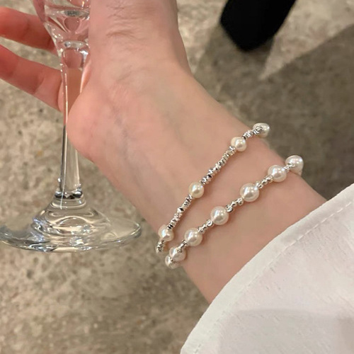S925 Scrap Silver Sugar Cube Silver Necklace for Girls Pure Silver Women Exquisite High-End Charm Bracelet for Best Friends Birthday Gift