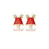 Christmas metal cartoon earrings with bow, European style, with snowflakes