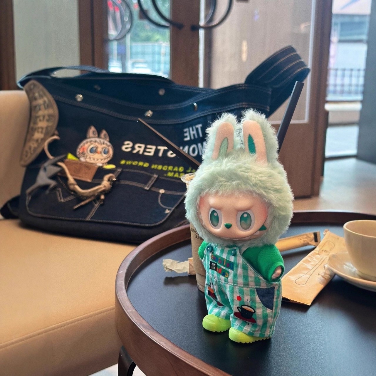 Baby Clothes Avocado Plaid Green Labub Handmade Baby Clothes Clothes Doll Dress up Fashionable and Cute Decorative Set of Baby Clothes