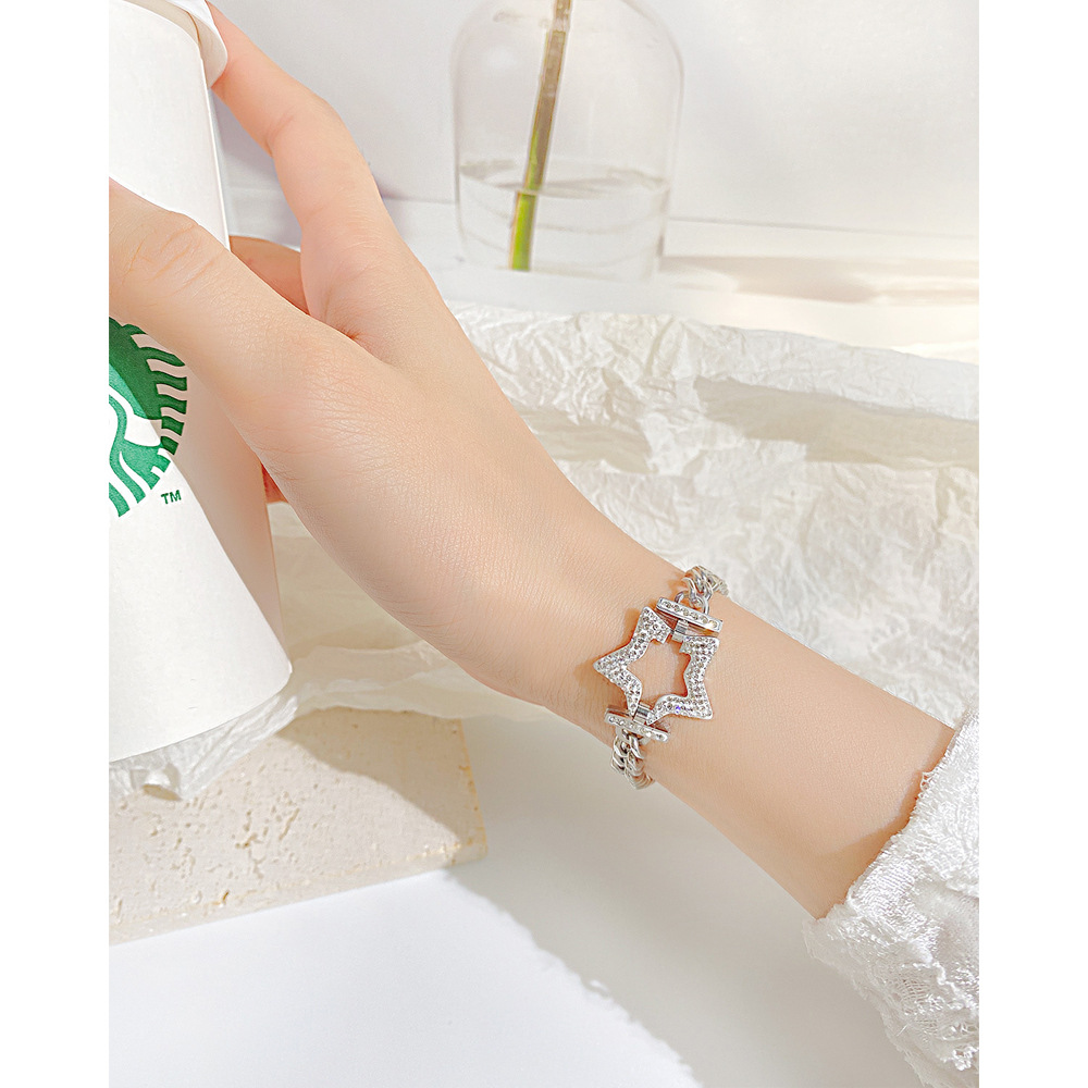 Fashion Star Stainless Steel Inlay Zircon Bracelets 1 Piece
