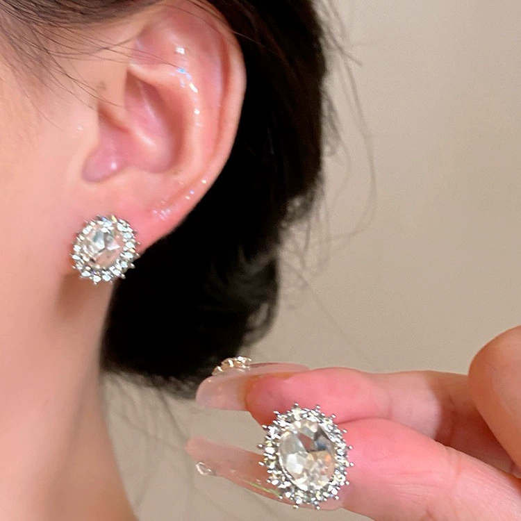 Earrings with zircon, high-quality style