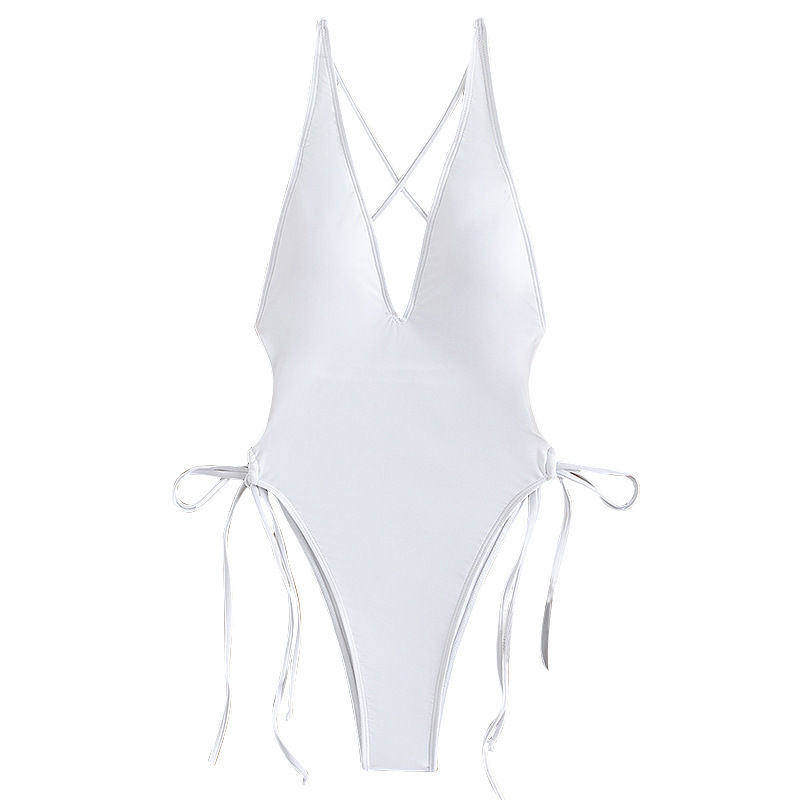 Women's Clothing Deep V Sexy One Piece Swimsuit Solid Color American Style High Grade Bikini For Female Beach Hot Spring_voghion.com