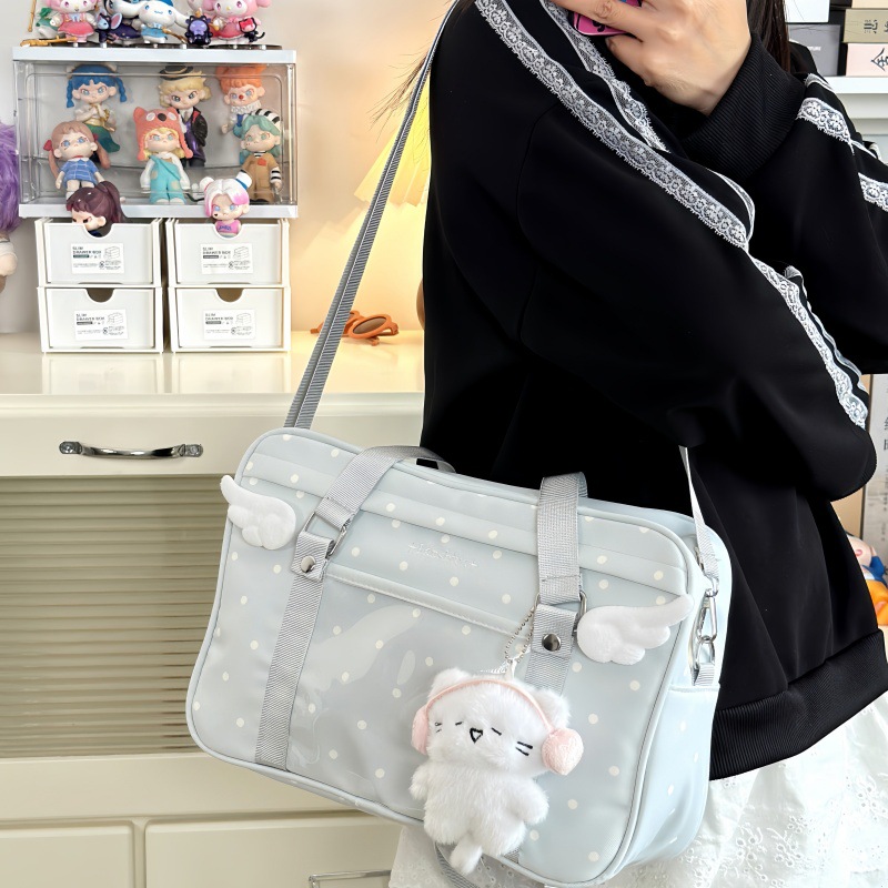 Japanese-Style Polka Dot Cute Girl's Shoulder Bag, College Style Casual Campus Class Tutoring Student Backpack, Cross-Border