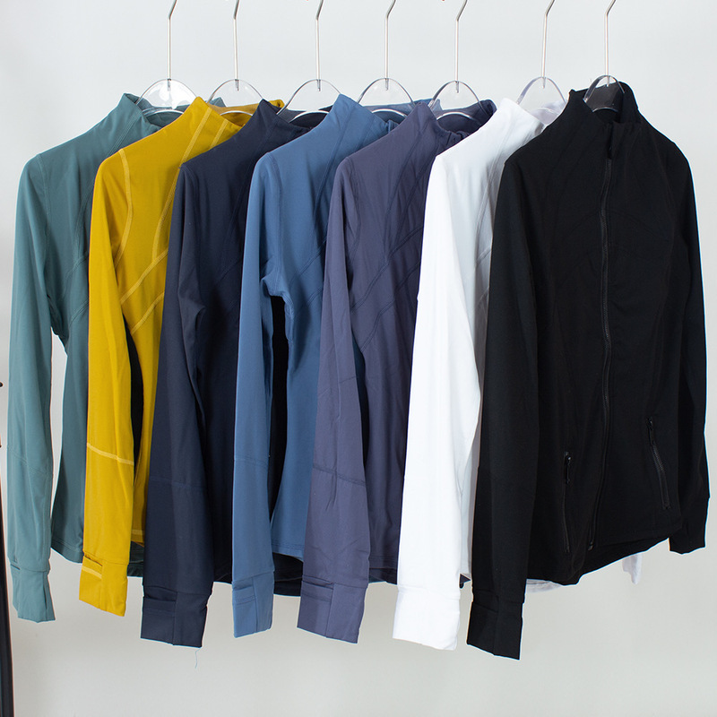 Yoga Wear Women's Hoodless Sports Jacket Solid Color Cardigan Zipper Coat Women's Tight Casual Fitness Slim Long Sleeve