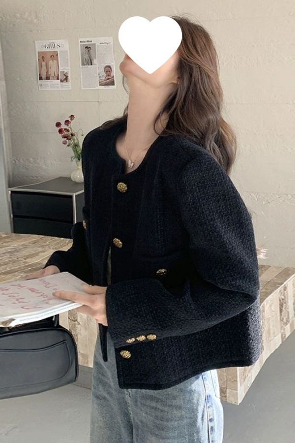 Black French-Style Tweed Short Jacket Coat for Women 2025 Spring and Autumn New Cross-Border