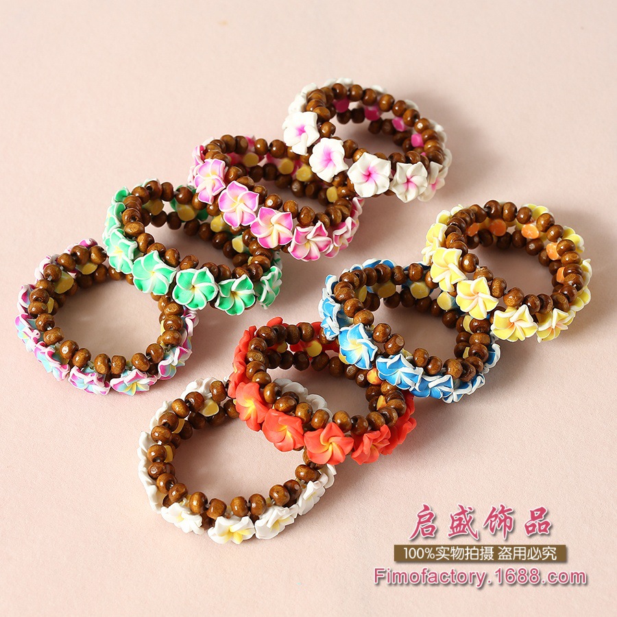 Manufacturer Wholesale Soft Pottery Frangipani Bracelet Bracelet for Girls Seaside Beach Travel Vacation Style Jewelry Accessories Sweet