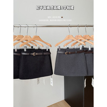 时尚百搭灰色毛呢半身裙女秋冬新款高腰显瘦a字裙辣妹防走光短裙