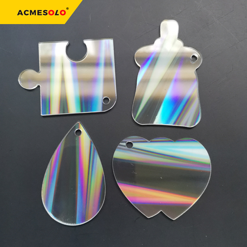 咕盘咕卡贴纸钥匙扣镭射DIY亚克力片炫彩渐变挂件可爱咕咔小圆盘