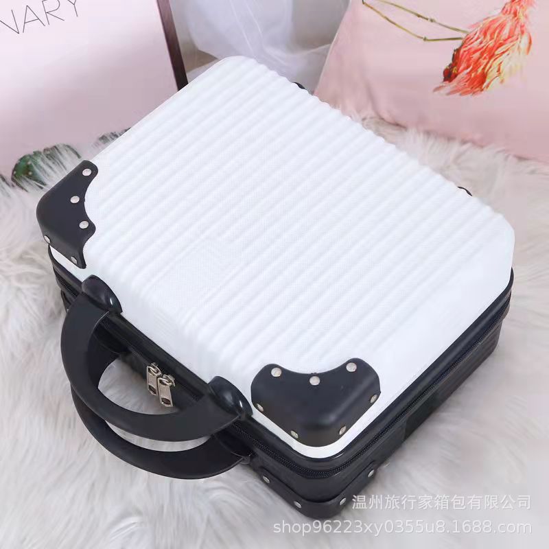 Macaron bolsa de almacenamiento de maleta vintage al por mayor pequeña caja cosmética equipaje de esquina de 14 pulgadas mini equipaje