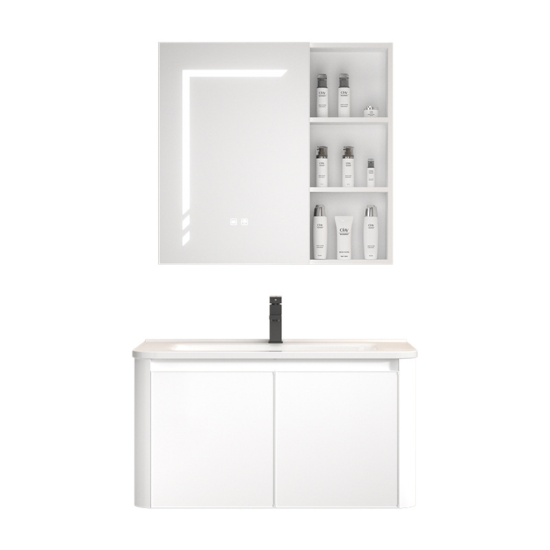 Estilo crema baño Baño gabinete lavabo gabinete combinación espacio aluminio lavado lavabo piscina lavabo Mesa cerámica integrado lavabo