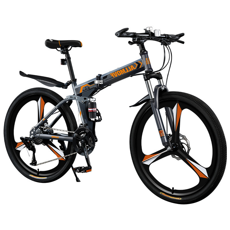 Folding Mountain Bike Men's Variable Speed Cross-country Double Shock Absorbing Bicycle 24 Inch Teenage Female Male Student Adult