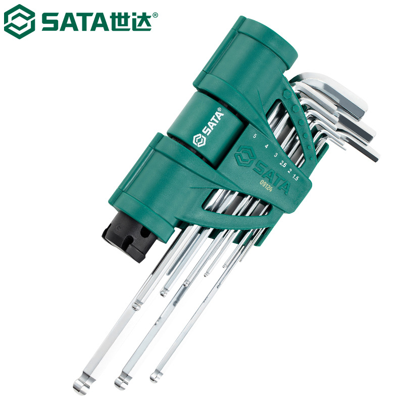 世达09124内六角扳手套装特长球头SVCM合金钢公制9件套1.5-10mm