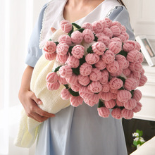玫瑰花毯子成品 办公室教师节礼物手工毯花束披肩沙发玫瑰花毯子
