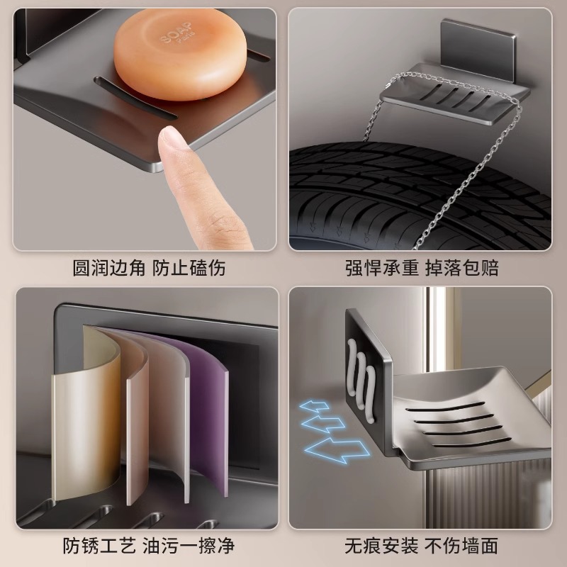 caja de jabón sin perforación tipo pared de inodoro lavabo estante en la pared de inodoro doméstico caja de jabón drenable