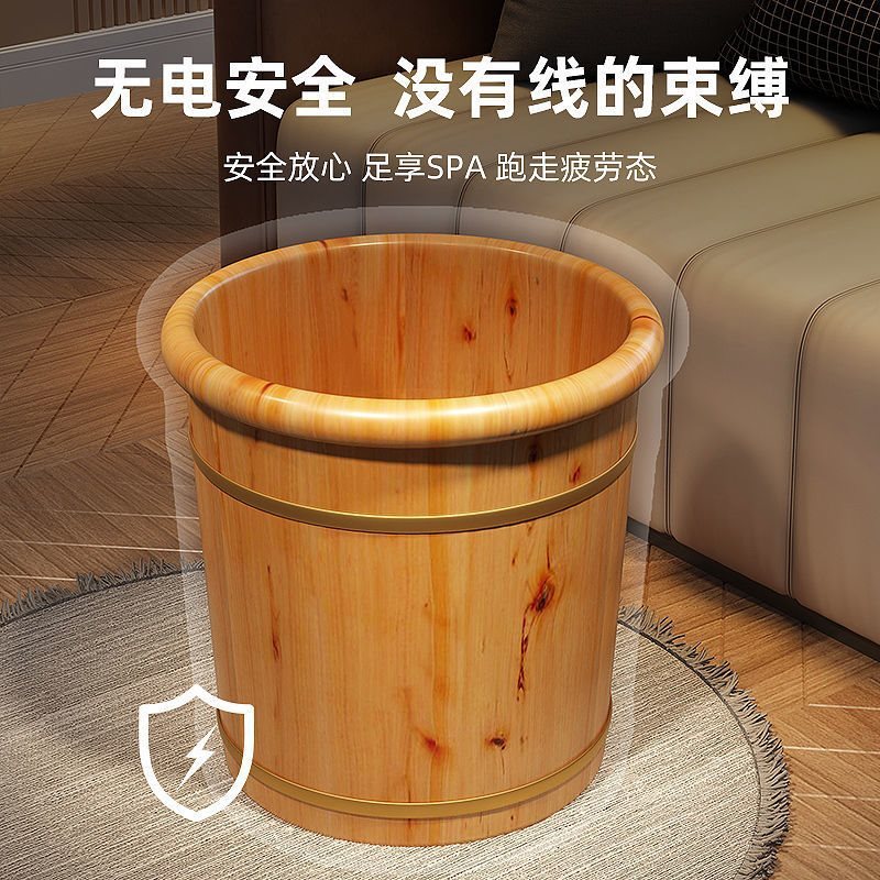 木製バケツ足湯深型バケツシダ材家庭用厚みのある無垢材断熱木製バケツカスタム仕様|undefined