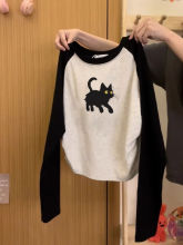 纯春秋新款修身打底衫女恤洋气减龄内搭小个子短款长袖上衣女