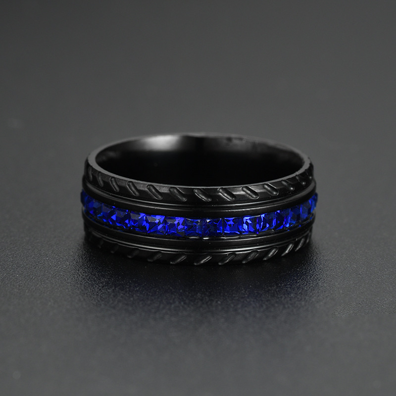 Gabe Jewelry is in stock and available for sale on platforms. Fashionable and creative black wheel blue diamond ring_ipsvogv.com