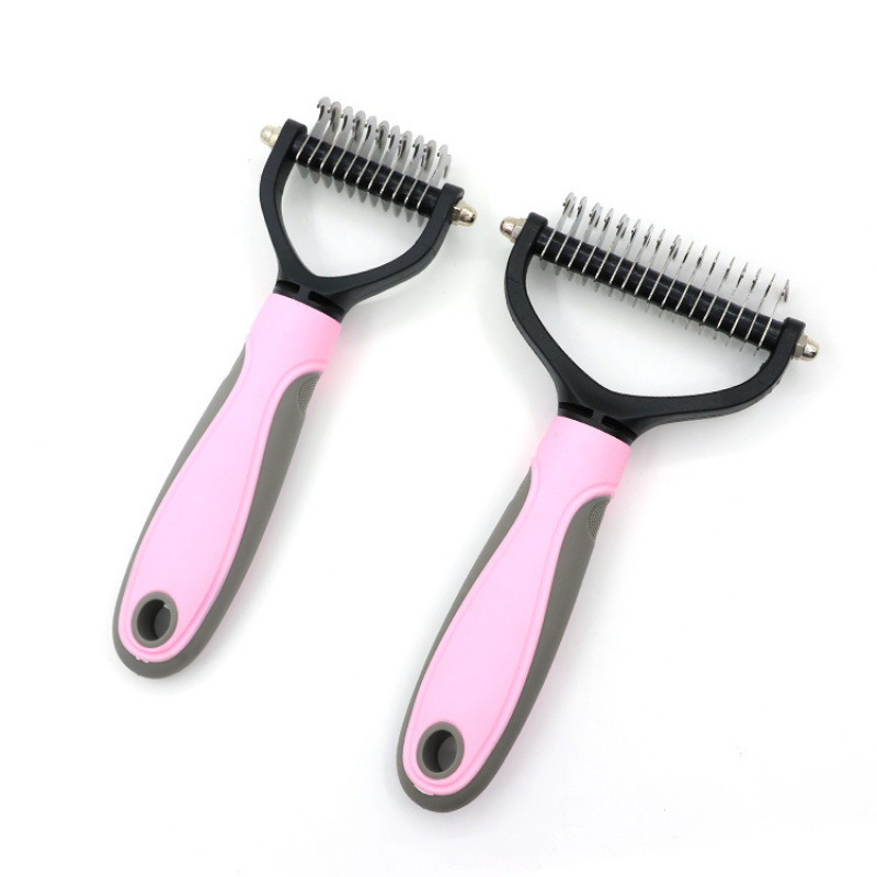 Peines para mascotas depilación para mascotas productos de belleza depilación peines de acero inoxidable cuchillas de doble cara peines para perros